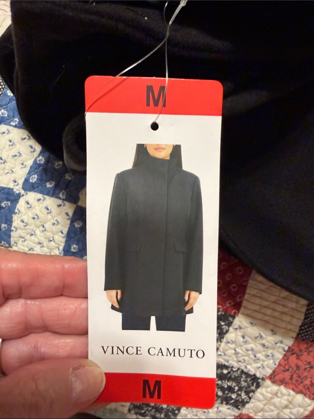 Vince Camuto Black Pea Coat with High Collar
